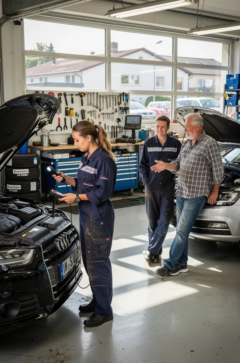 Detailing-Spezialist reinigt und pflegt sorgfältig die Fahrzeugoberfläche für optimalen Glanz.